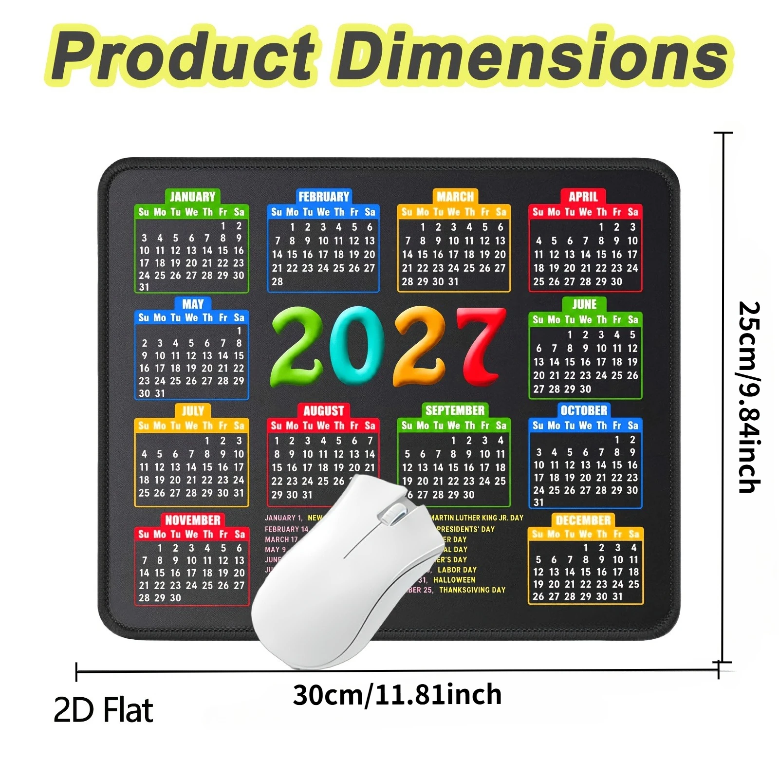 Mouse Pad,2027 Calendar Black, - Laptop Mouse recension och pris