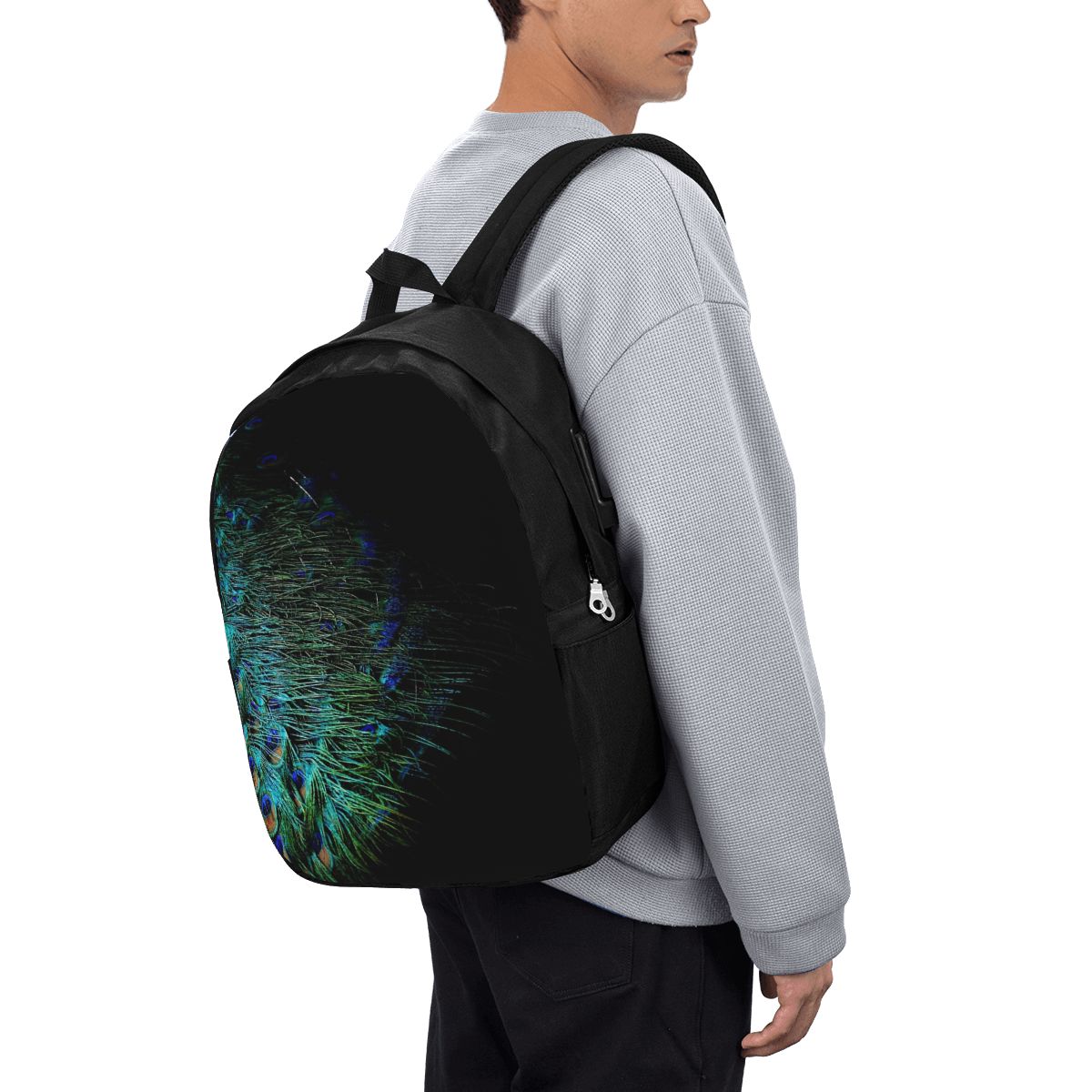 Peacock Feathers On A Black Ba - Laptop Bag recension och pris